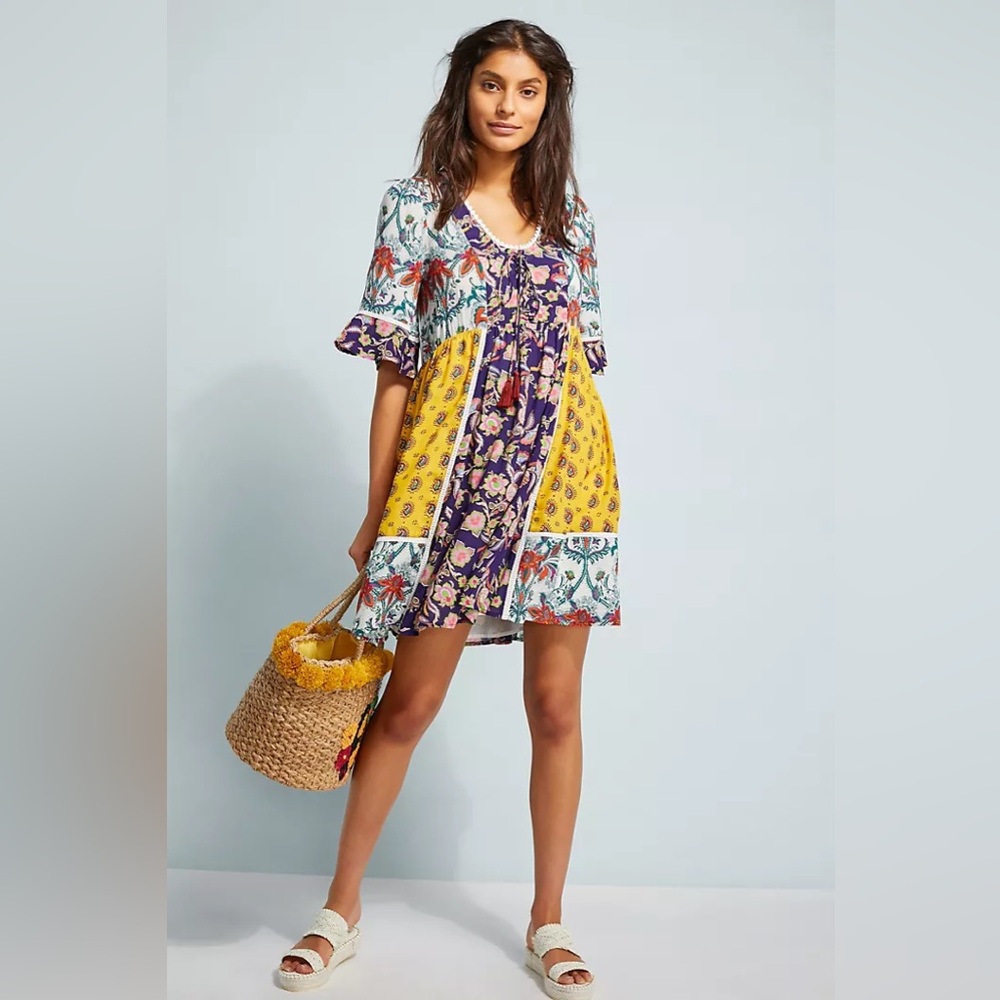 Anthropologie Lilka Patchwork Babydoll Dress - Picture 3 of 11